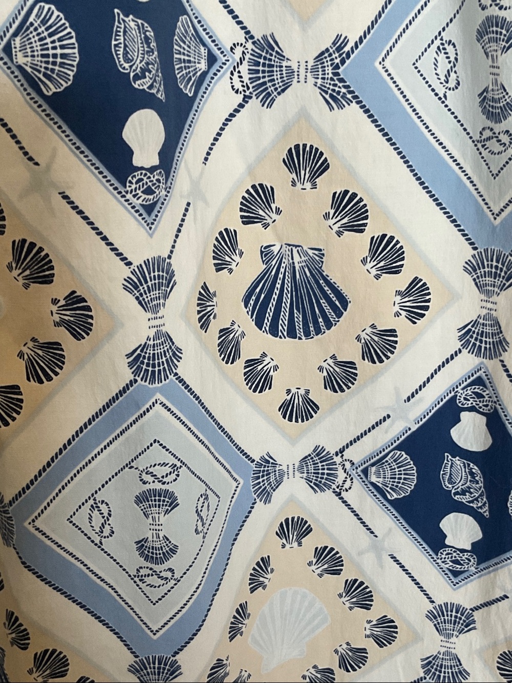 7 For All Mankind Strapless Maxi Dress-Blue & Cream Geometric/Shell Print-Small - Picture 3 of 9